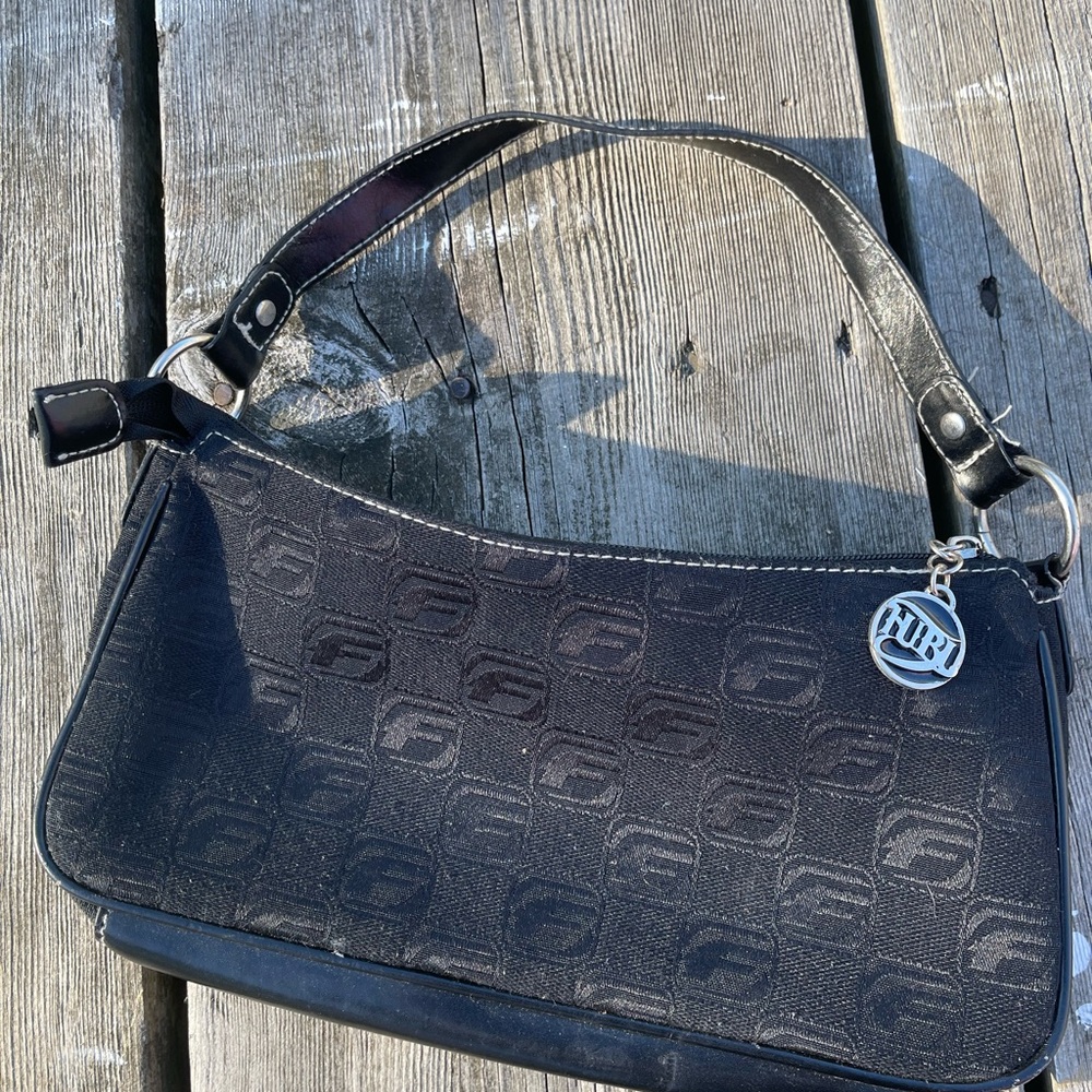 FUBU the Collection Y2K AOP Black Shoulder Bag